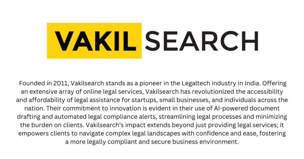  Vakilsearch - TOp 10 Legaltech Startups in India
