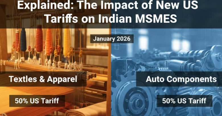 Workers at an Indian textile and auto components MSME factory floor, highlighting export-oriented manufacturing amid rising US trade tariffs.